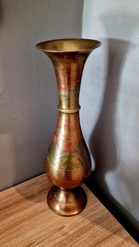 Piękny mosiężny wazon orientalny indyjski 34 cm