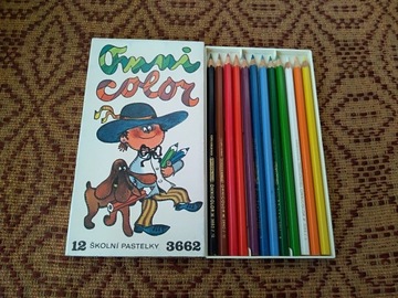 Stare kredki szkolne ołówkowe Omni Color PRL
