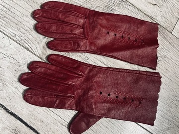 Skórzane rękawiczki M czerwone