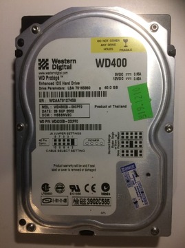Dysk IDE ATA 40GB WD400 + taśma