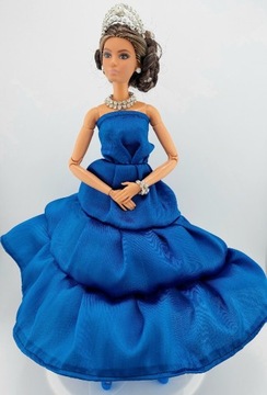 Suknia sukienka ubranko dla Barbie zestaw 9 elem.