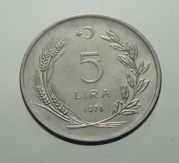 5 Lirów Turcja 1976. Stan 1-