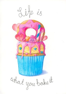 Obraz akwarelowy (plakat A4) -Cupcake - Wiklińska 
