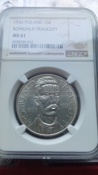 10 zł 1933 Traugutt Ngc ms 61