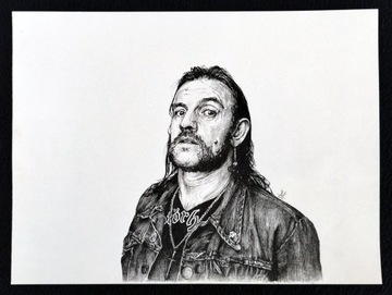 Lemmy Kilmister rysunek tuszem Motorhead portret