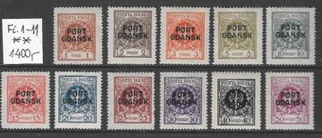 PORT GDAŃSK 1925 Fi. 1-11 ** SUPER katalog 1400 zł