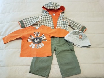 Zestaw spodnie+T-shirt+bluza+czapka AdamsBaby 80cm