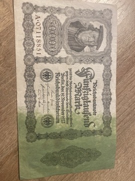 Stary Banknot kolekcja Niemcy 50000 marek 1922