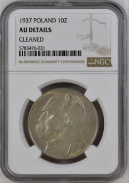 10 złotych 1937 Piłsudski NGC AU