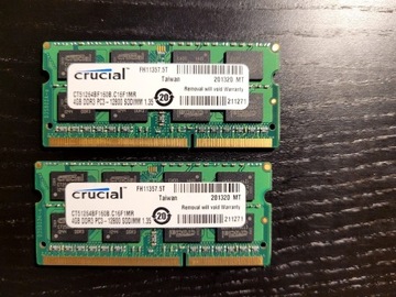 Pamięć RAM 2x4GB DDR3 PC3-12800 SODIMM 1.35