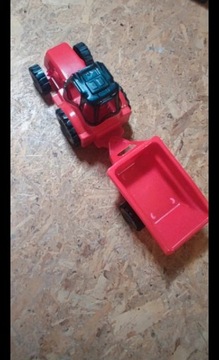 Zabawka traktor z naczepą czerwony