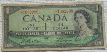 Kanada $ 1 dollar 1954 Saskatchewan Beattie Coyne