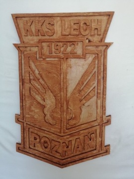 Lech Poznań Herb z drewna DUZY 70/45cm