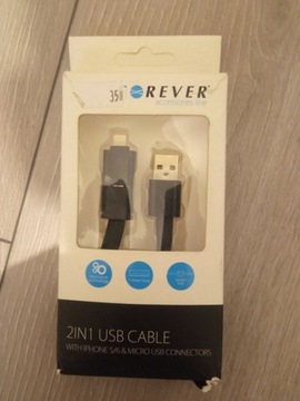 Przewód, kabel USB 2w1 micro+Iphone 1M Forever