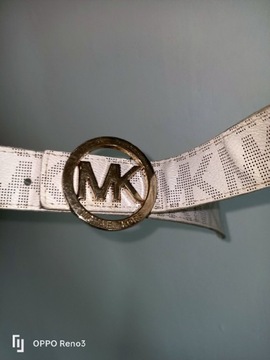 Markowy pasek damski jasny biały Michael Kors logo