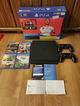 PS4 -Konsola PlayStation 4 Slim 1TB+ 2 Pady+ 4 Gry