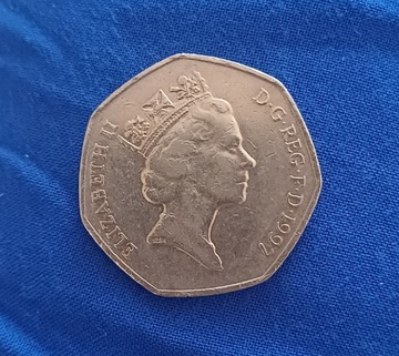 Moneta Elizabeth II 1997r. Fifty pence