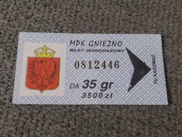 Bilet komunikacja MPK 35 gr Gniezno św Wojciech