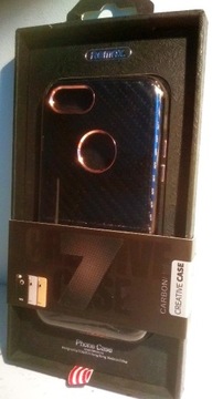 Remax case etui iPhone 7 czarny Carbon Series