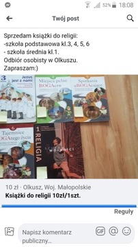 Książki religia 10zl/1szt kl.3,4,5,6 i 1kl.średnia