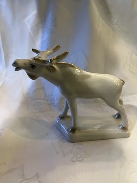 Figurka jelenia, porcelana Łomonosow
