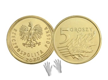 5 gr groszy 2020 mennicze z woreczka + GRATISY