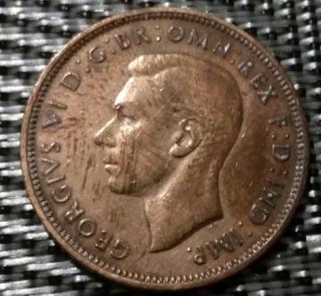Anglia Jerzy VI Half Penny 1944 brąz