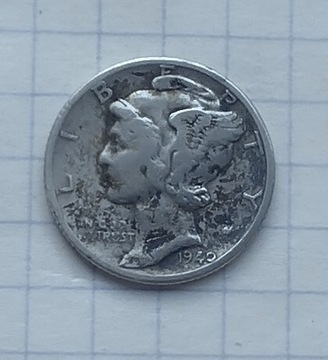 (3185) USA 10 centów 1940 b/z srebro 