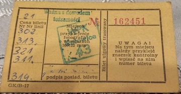 Stary bilet miesięczny lata 80