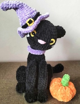 Kot kotek dynia na szydełku amigurumi halloween 