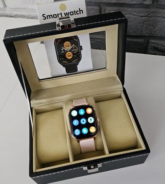 Smartwatch 2.01" złota pudrowy róż gold pink rose