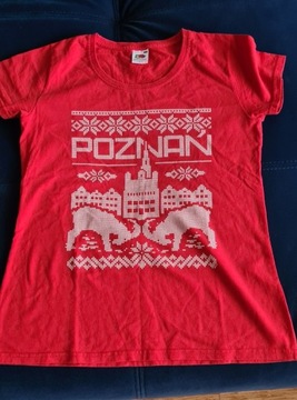 T shirt czerwony z napisem Poznań rozm.S