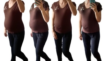 Bluzka ciążowa t-shirt roz. S/36 brązowa ciekawa 