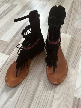 Sandały damskie czarne 24,5 cm
