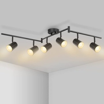 Lampa sufitowa LED 6 żarówek czarna GU10 110cm