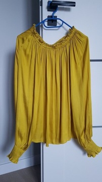 Bluzka H&M rozm. 34 oversize żółta satyna