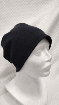 Czapka beanie damska męska unisex czarna bawełna 