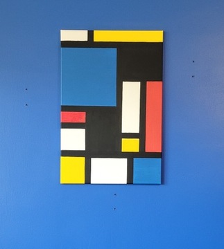 Obraz abstrakcyjny niebieski a'la Piet Mondrian