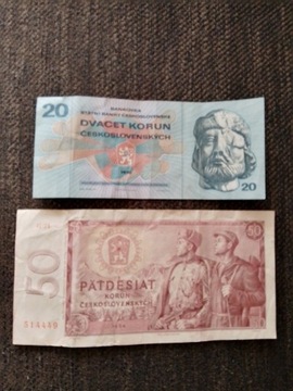 Zestaw monet i 4 banknotów Czechosłowacja 