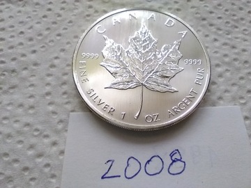 Maple Leaf Liść klonowy 2008 1 oz Ag  Real Foto