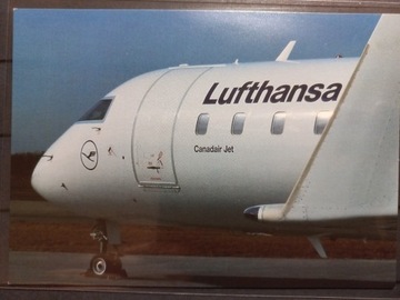 Pocztówka Lufthansa Lotnictwo Canadair Jet