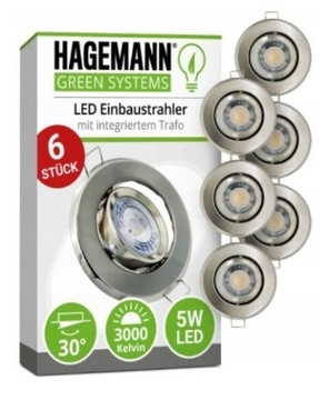 Oprawy oświetleniowe LED 6szt HAGEMANN 5W 400LM 30