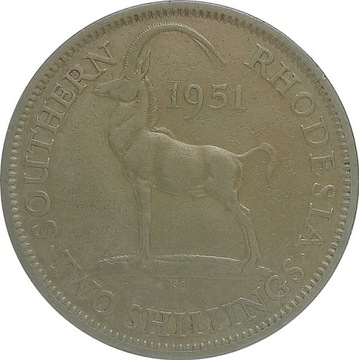 Rodezja Południowa 2 shillings 1951, KM#23