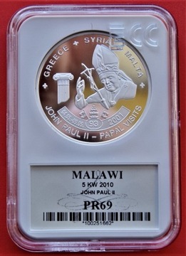 5 Kwacha 2010 r -  Jan Paweł II   - 93 pielgrzymka