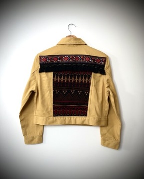 Kurtka Jeansowa S/M 36 38 Handmade Orientalna Folk