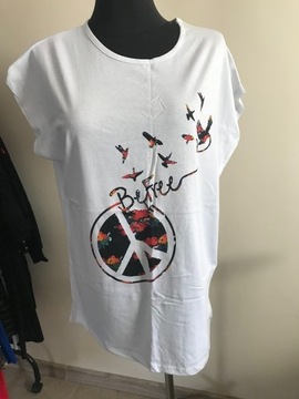 Bluzka koszulka biała ptaki 4XL 