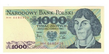 Polska 1000 zł 1982 r UNC seria HH