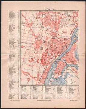 STETTIN SZCZECIN stary plan miasta z 1888 roku