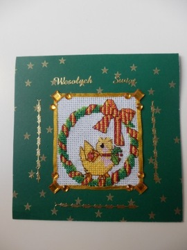 Kartka na Boże Narodzenie z ręcznym haftem
