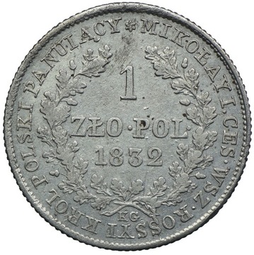 Królestwo Kongresowe, Mikołaj I, 1 złoty 1832 KG, 